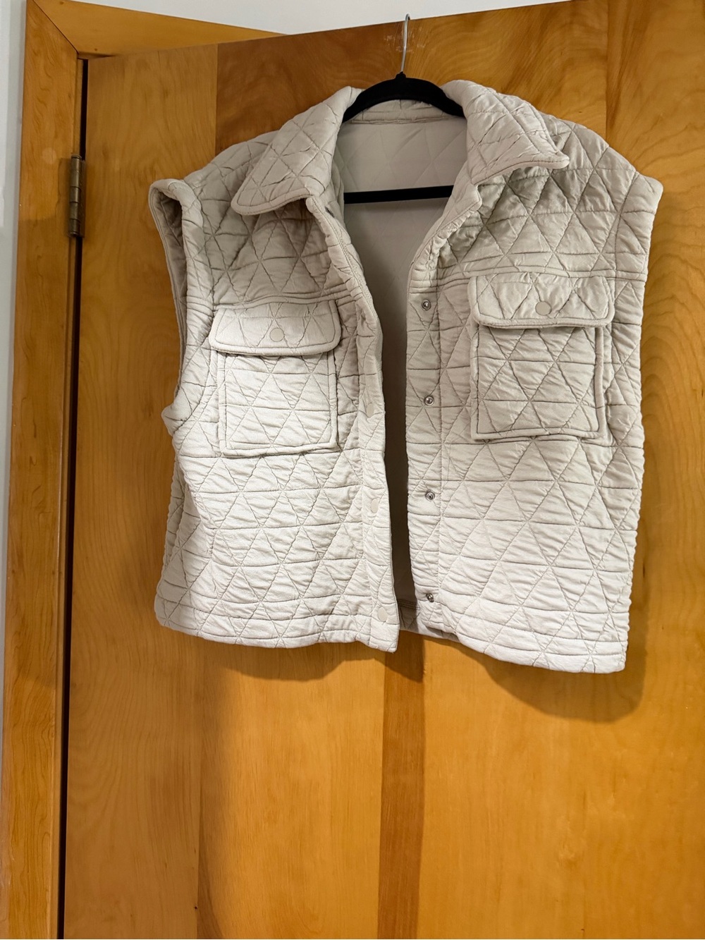 Quilted Sleeveless Vest in Cream - Classic Casual Layering oversized